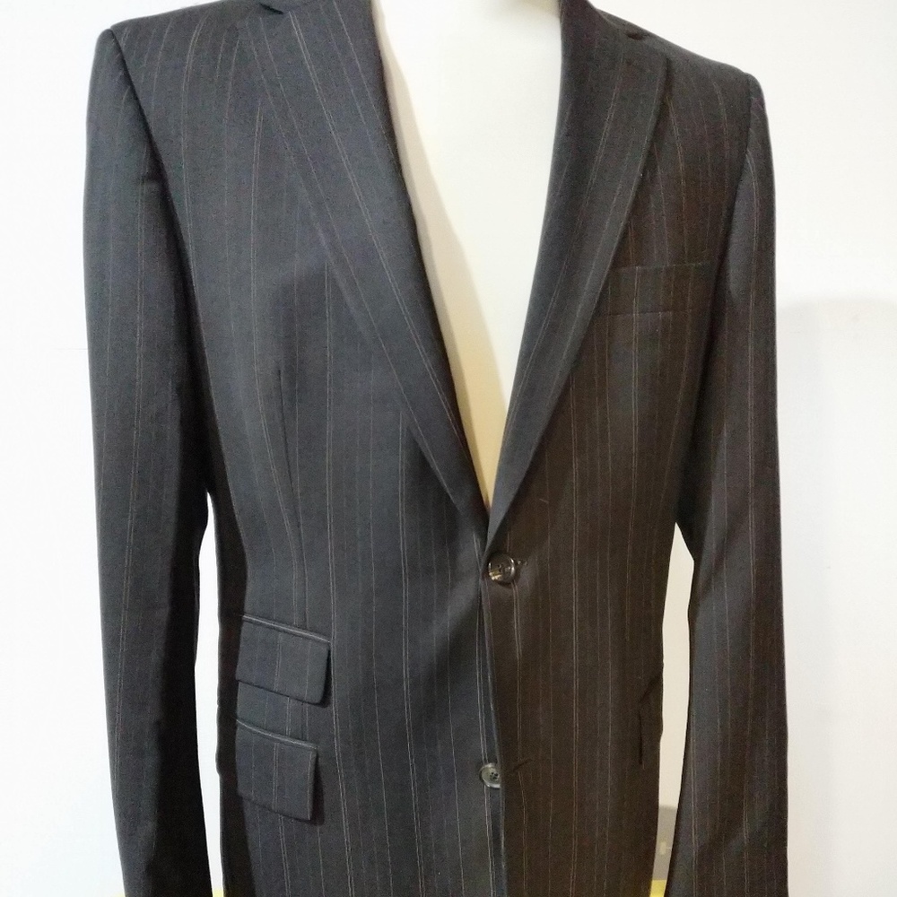 Awesome HUGO BOSS Brown Gold Pinstripe Suit sz 40R